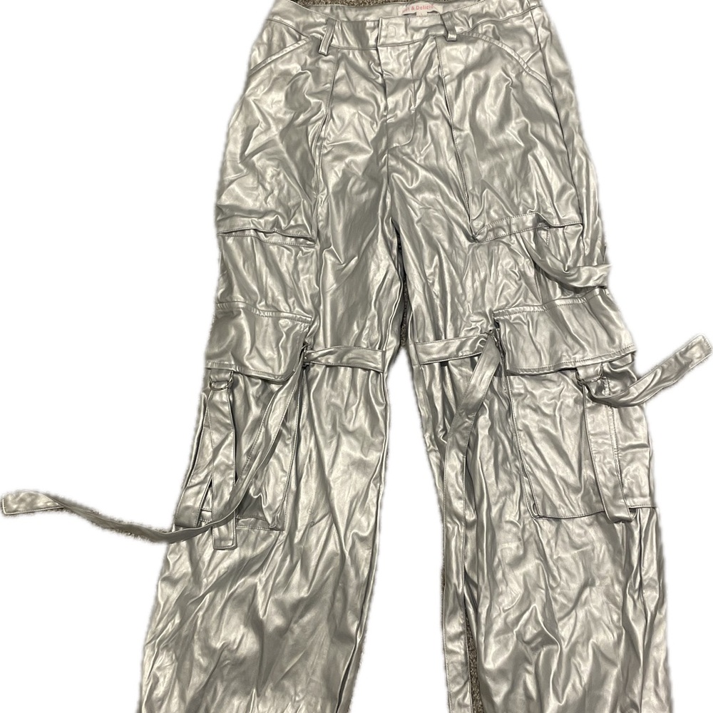 Chic Silver Wide Leg Pants
